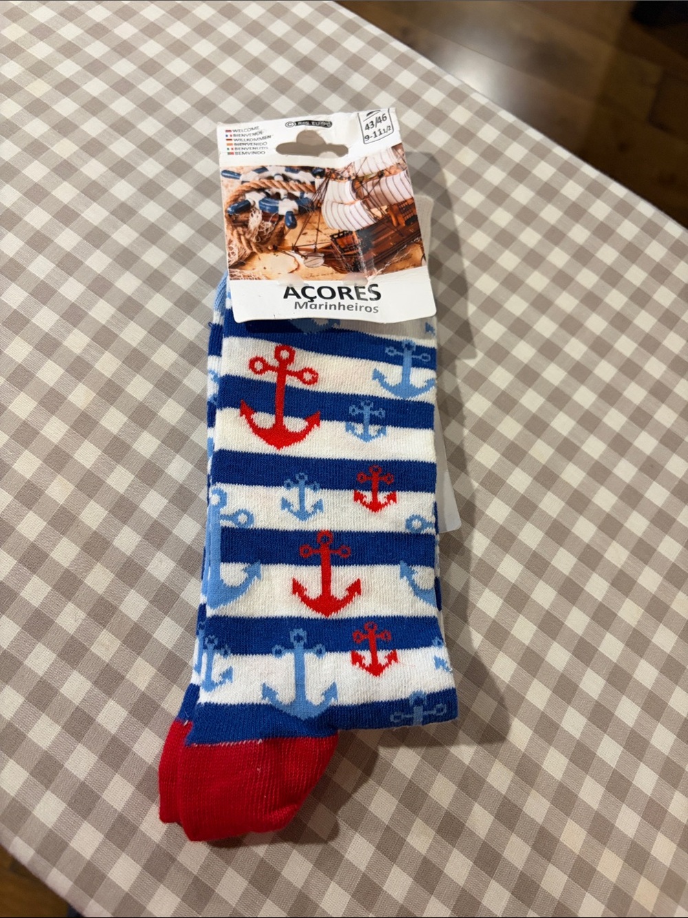 Açores Marinhos Nautical Anchor Crew Socks - Blue, White, Red. NEW
